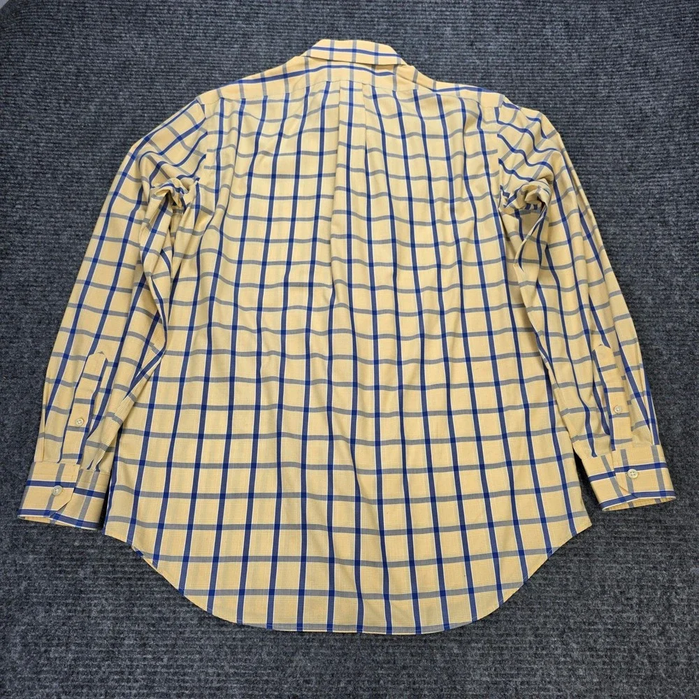 Banana Republic Plaid Classic Fit Shirt Men's Size L Yellow Blue Non-Iron Cotton